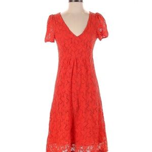 Leifnotes red lace knee length Dress XS 4